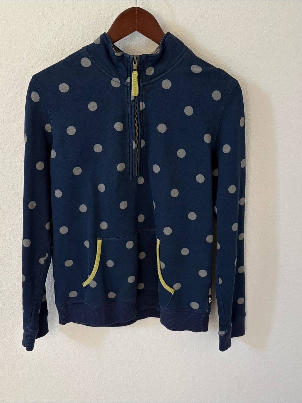 Boden Half-Zip Pullover Navy Polkadot UK 10, S/M